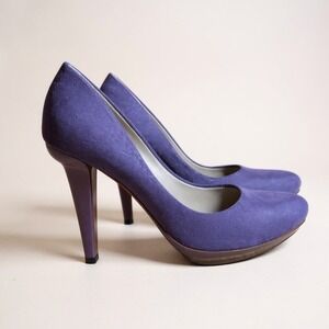 Bottega Veneta Platform Pumps 36 Purple Suede Stiletto Almond Toe Luxury Chic